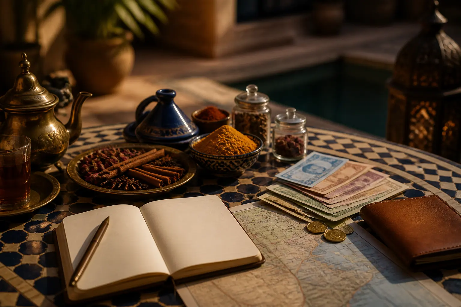 Moroccan food and market colors for a Morocco travel budget guide